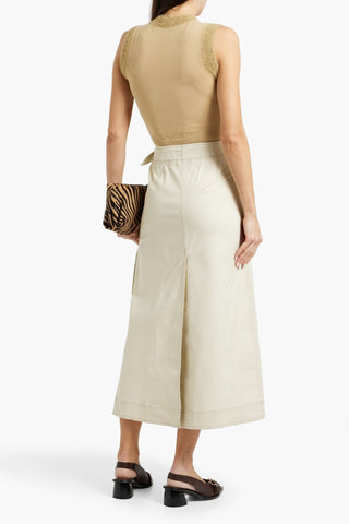GANNI COTTON-BLEND MIDI WRAP SKIRT - Size 42