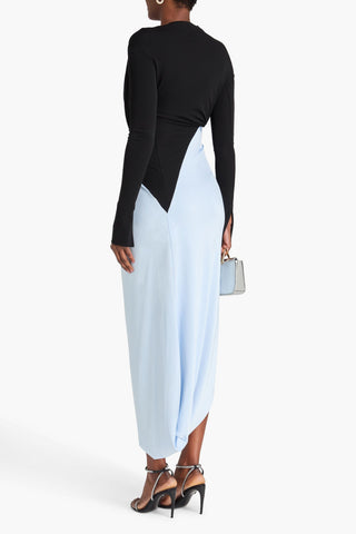 VICTORIA BECKHAM DRAPED TWO-TONE JERSEY MAXI DRESS - Size 8