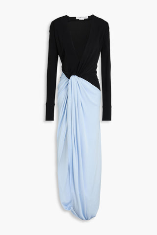 VICTORIA BECKHAM DRAPED TWO-TONE JERSEY MAXI DRESS - Size 8
