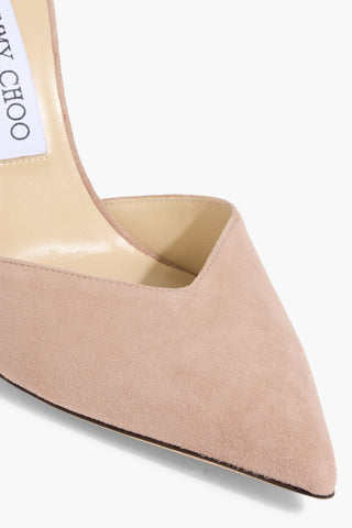 JIMMY CHOO SAEDA 100 CRYSTAL-EMBELLISHED SUEDE PUMPS - Size 38.5