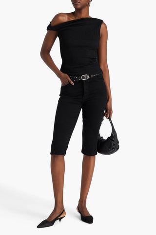RAG & BONE LOU ONE-SHOULDER STRETCH-SEERSUCKER TOP - Size M