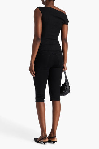 RAG & BONE LOU ONE-SHOULDER STRETCH-SEERSUCKER TOP - Size M