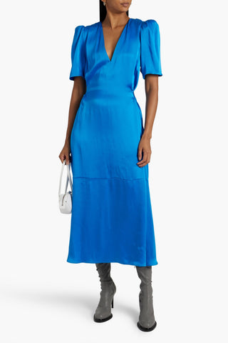 STELLA MCCARTNEY BELTED SATIN MIDI DRESS - Size 36