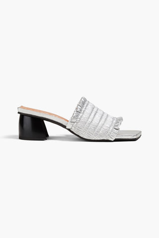 GANNI SHIRRED METALLIC MULES - Size 37