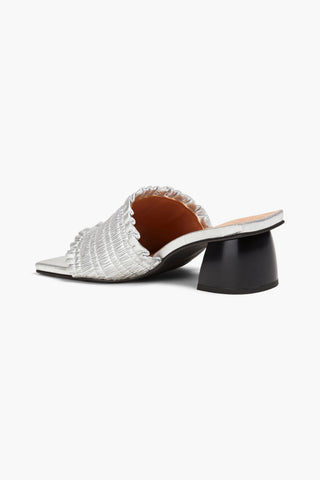 GANNI SHIRRED METALLIC MULES - Size 37