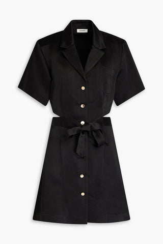 SANDRO CUTOUT SHANTUNG MINI SHIRT DRESS - Size 40