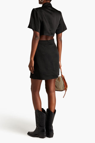 SANDRO CUTOUT SHANTUNG MINI SHIRT DRESS - Size 40