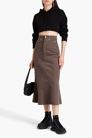 RICK OWENS GODET FLARED DENIM MIDI SKIRT - Size 40