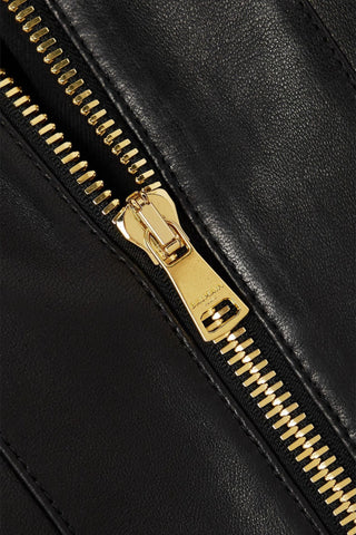 BALMAIN CROPPED EMBELLISHED LEATHER BUSTIER TOP - Size 40