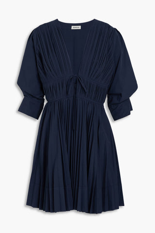 SIMKHAI STEPH PLEATED COTTON-BLEND POPLIN MINI DRESS - Size 4