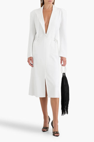 NORMA KAMALI BELTED CADY MIDI TUXEDO DRESS - Size 40