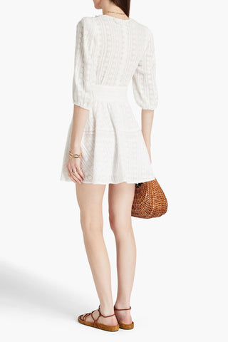 SANDRO EMBROIDERED COTTON MINI DRESS - Size 42