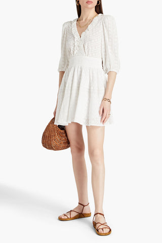 SANDRO EMBROIDERED COTTON MINI DRESS - Size 42