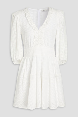 SANDRO EMBROIDERED COTTON MINI DRESS - Size 42