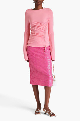 RÓHE RUCHED JERSEY TOP - Size 38