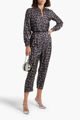 MAX MARA CROPPED PRINTED SILK-TWILL JUMPSUIT - Size 36