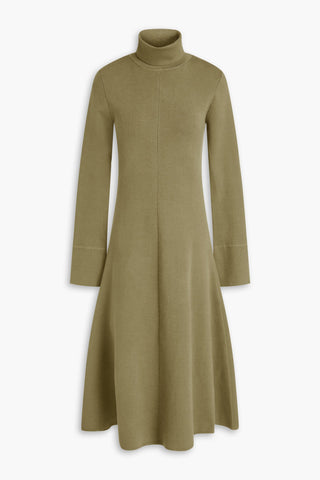 JOSEPH SILK-BLEND TURTLENECK MIDI DRESS - Size M
