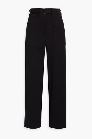 THEORY BELTED COTTON-BLEND TWILL WIDE-LEG PANTS - Size 2
