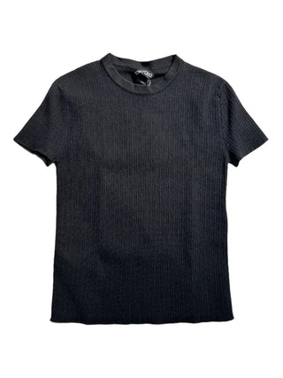 Tom Ford Ribbed Knit Mock Neck Short Sleeve T-Shirt Black