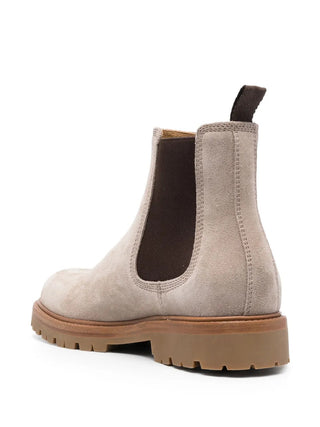 Brunello Cucinelli Suede Chelsea Boots with Lug Sole