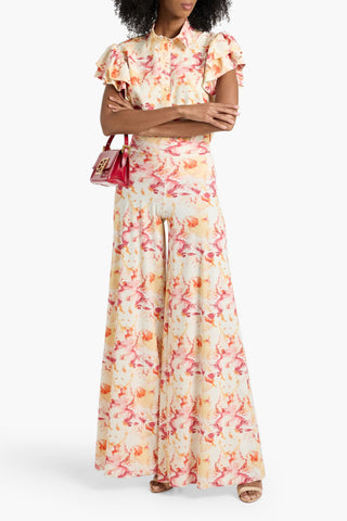 CHIARA BONI LA PETITE ROBE JIN RUFFLED FLORAL-PRINT STRETCH-JERSEY SHIRT - Size 46