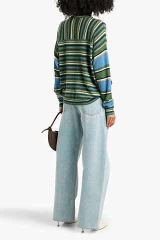 AUTUMN CASHMERE STRIPED CASHMERE TURTLENECK SWEATER - Size S