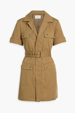 FRAME THE UTILITY BELTED COTTON-BLEND TWILL MINI DRESS - Size XL
