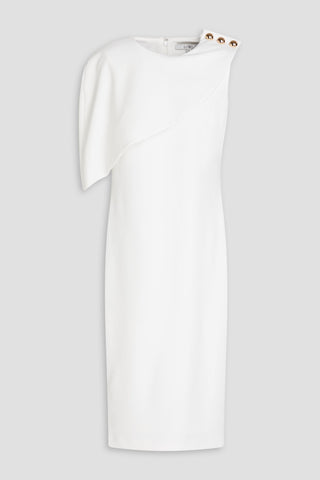 BADGLEY MISCHKA BUTTON-EMBELLISHED CREPE MIDI DRESS - Size 4