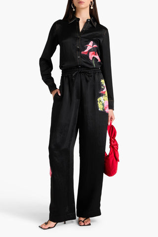 3.1 PHILLIP LIM APPLIQUD SATIN SHIRT - Size 0