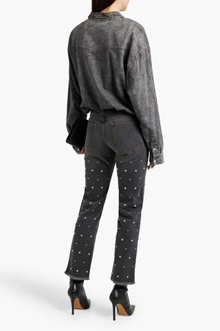 ISABEL MARANT DULANO STUDDED MID-RISE STRAIGHT-LEG JEANS - Size 36