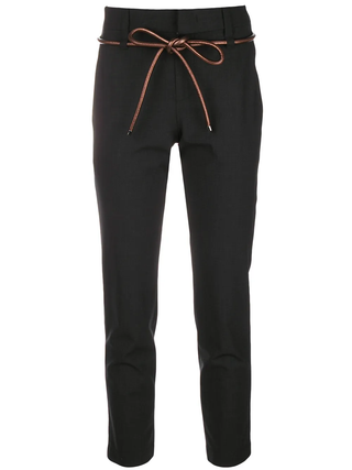 Brunello Cucinelli Smooth Fabric Cropped Tapered Trousers with Drawstring Belt