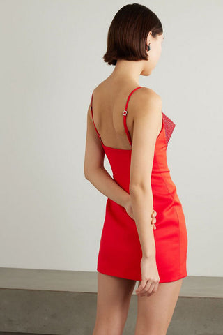 AREA CRYSTAL-EMBELLISHED WOOL-BLEND MINI DRESS - Size 2