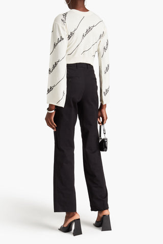 ROTATE BIRGER CHRISTENSEN CROPPED SEQUIN-EMBELLISHED COTTON-BLEND SWEATER - Size 36