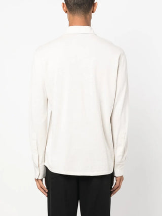 Brunello Cucinelli Melange Cotton Jersey Chest Pocket Shirt, Ecru