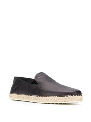 Tods Pebbled Leather Espadrille Loafers