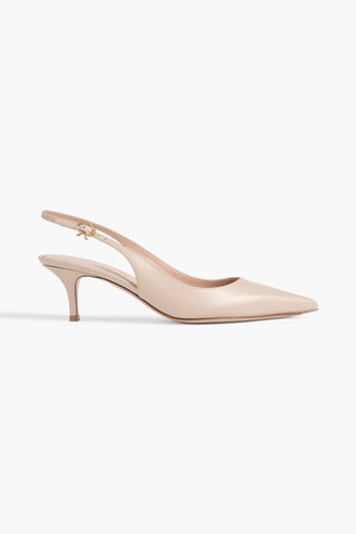 GIANVITO ROSSI RIBBON 55 LEATHER SLINGBACK PUMPS - Size 38
