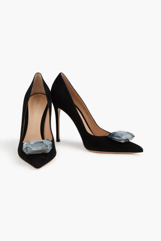GIANVITO ROSSI JAIPUR EMBELLISHED SUEDE PUMPS - Size 38