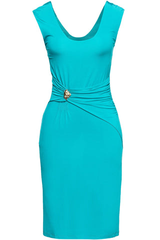 ROBERTO CAVALLI RUCHED EMBELLISHED STRETCH-JERSEY DRESS - Size 46