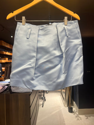 Tom Ford Satin Pleated Front Mini Skirt Light Blue