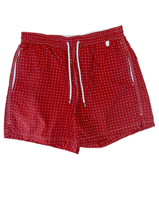 ISAIA Isaia Polka Dot Drawstring Swim Trunks Red White