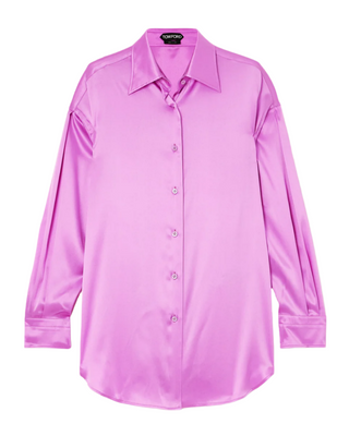 Tom Ford Purple Satin Point-Collar Button-Front Shirt