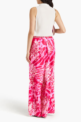CAMILLA PLEATED PRINTED SILK-TWILL WIDE-LEG PANTS - Size XS