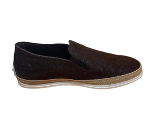Tods Men's Embossed Leather Espadrille Loafers in Brown