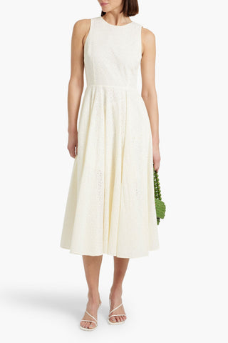 FRAME BRODERIE ANGLAISE COTTON MIDI DRESS - Size S