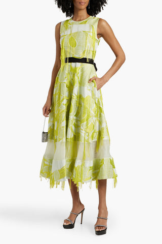 ROKSANDA ANIPE FRINGED JACQUARD MIDI DRESS - Size 14