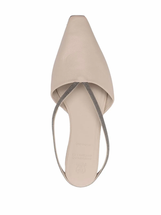 Brunello Cucinelli Leather Pointed-Toe Monili Mules