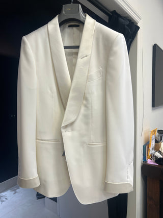 Tom Ford Tom Ford White Satin Shawl Lapel Tuxedo Jacket