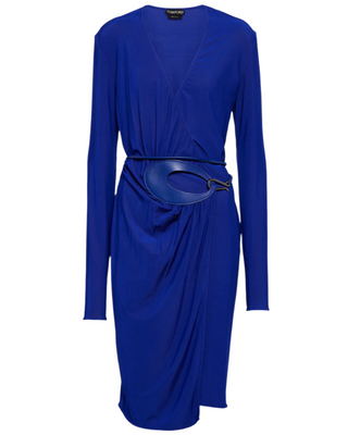Tom Ford Tom Ford Viscose Draped Wrap Dress with Asymmetric Belt