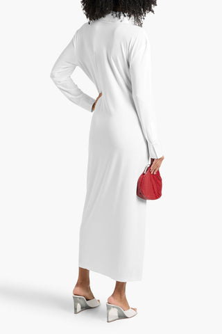 NORMA KAMALI TIE-DETAILED STRETCH-JERSEY MAXI SHIRT DRESS - Size 34