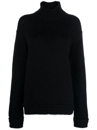 Tom Ford Ribbed Knit Oversized Turtleneck Sweater Black